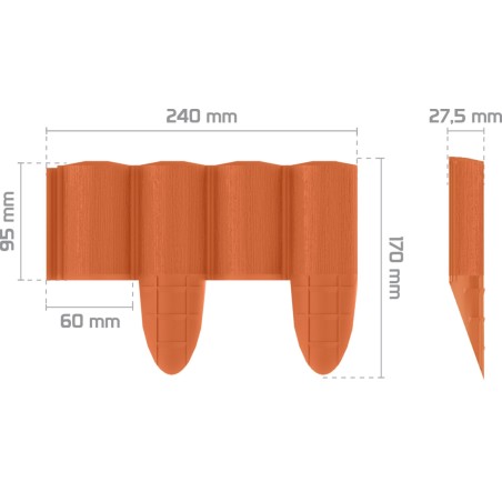 Zahradní palisáda ECO 2,4 m cihlově červená